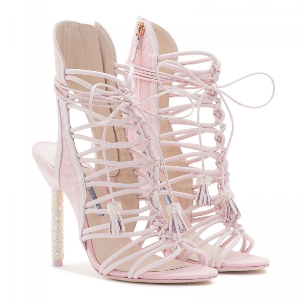 Sophia Webster LACEY pink glitter crystal tassels multi strap sandal hee… - Picture 3 of 9